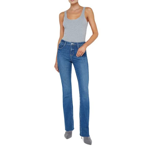 L'AGENCE JEANS WOMENS SIZE 29 RUTH HIGH RISE STRAIGHT RAW HEM STOCKTON BLUE NEW - Picture 3 of 14